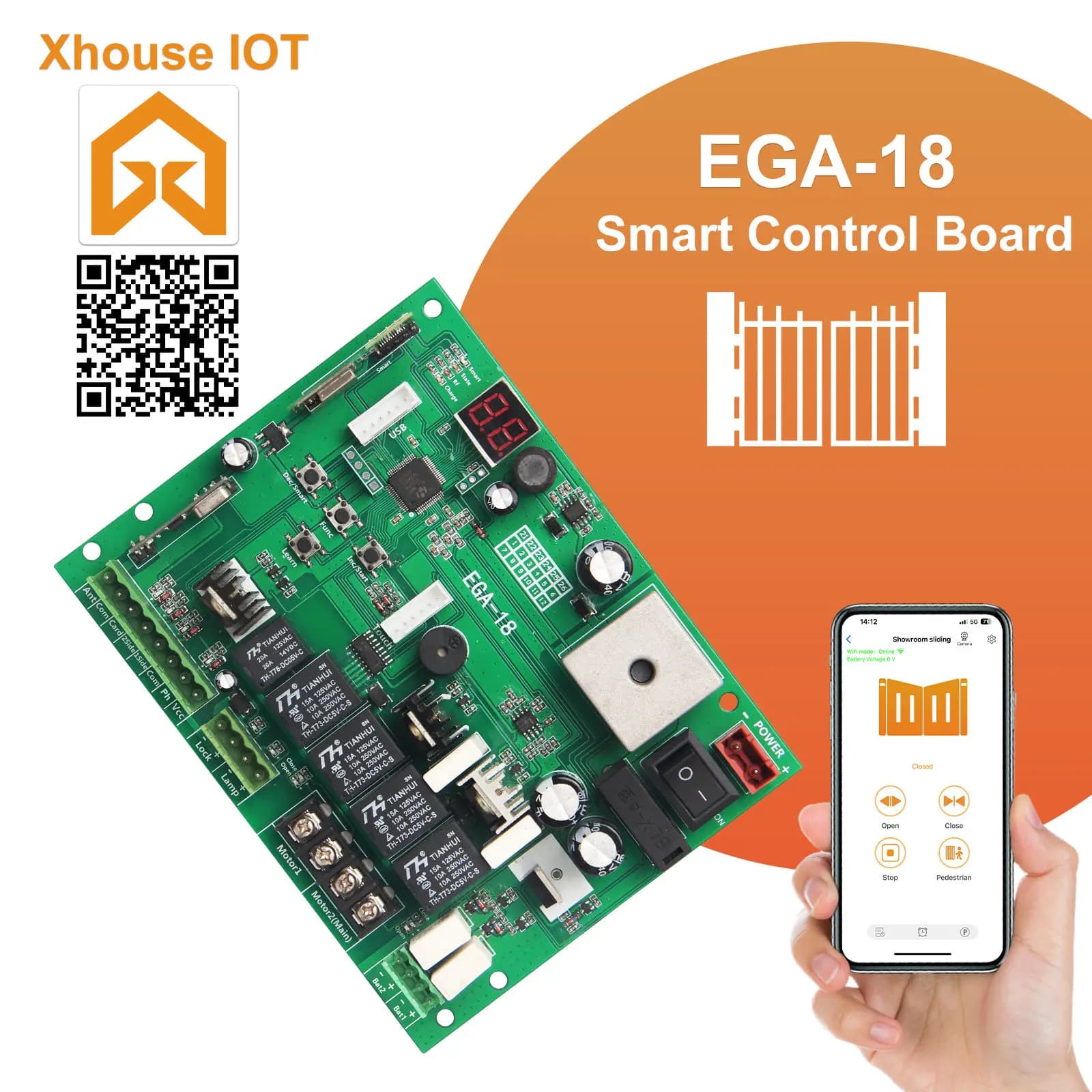 Contrôleur de portail battant automatique WiFi EGA-18 24V CC