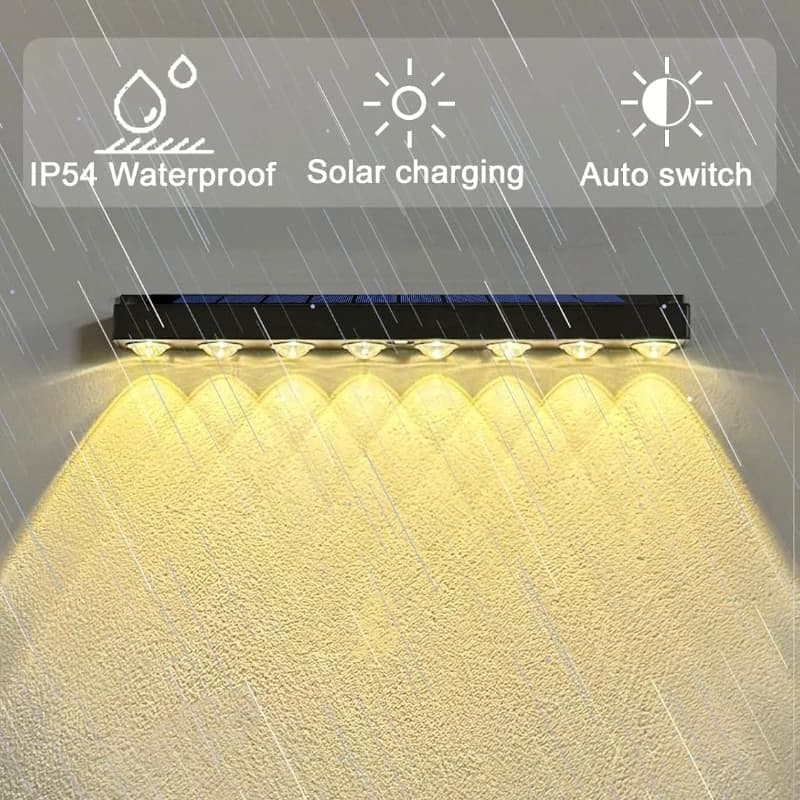 Lumières de clôture solaires, panneaux solaires d'extérieur, charge automatique, interrupteur marche/arrêt pour jardins, porches, patios, ponts, clôtures