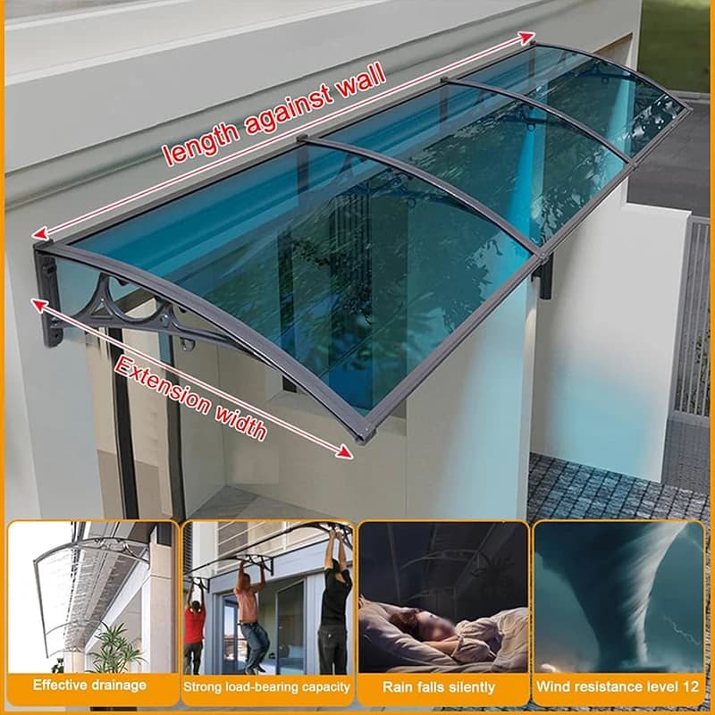 Carport moderne auvent en polycarbonate – Pare-soleil à cadre en aluminium étanche pour allée ou jardin