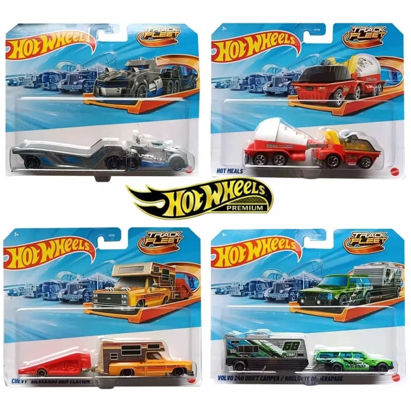 Hot Wheels – voiture en alliage moulé sous pression Volvo 240, remorque de transport pour camping-car, modèle de simulation HYT56, jouet pour collectionneurs