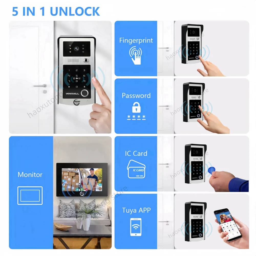 Système d'interphone vidéo intelligent Tuya Wi-Fi 7/10 pouces pour appartement