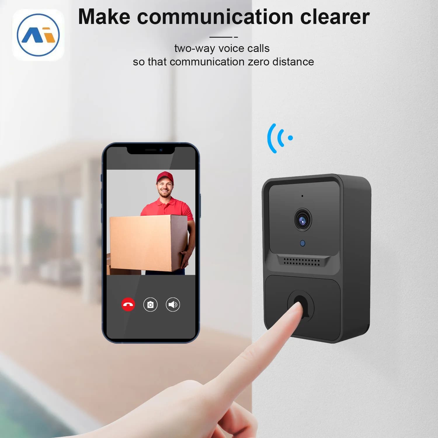 Sonnette sans fil Wi-Fi avec caméra HD extérieure