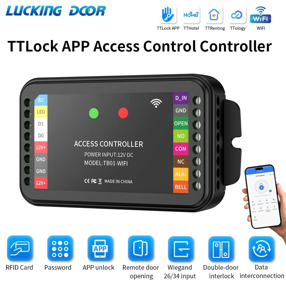 Contrôleur d'accès WiFi TTLock 2.4G avec déverrouillage à distance par application