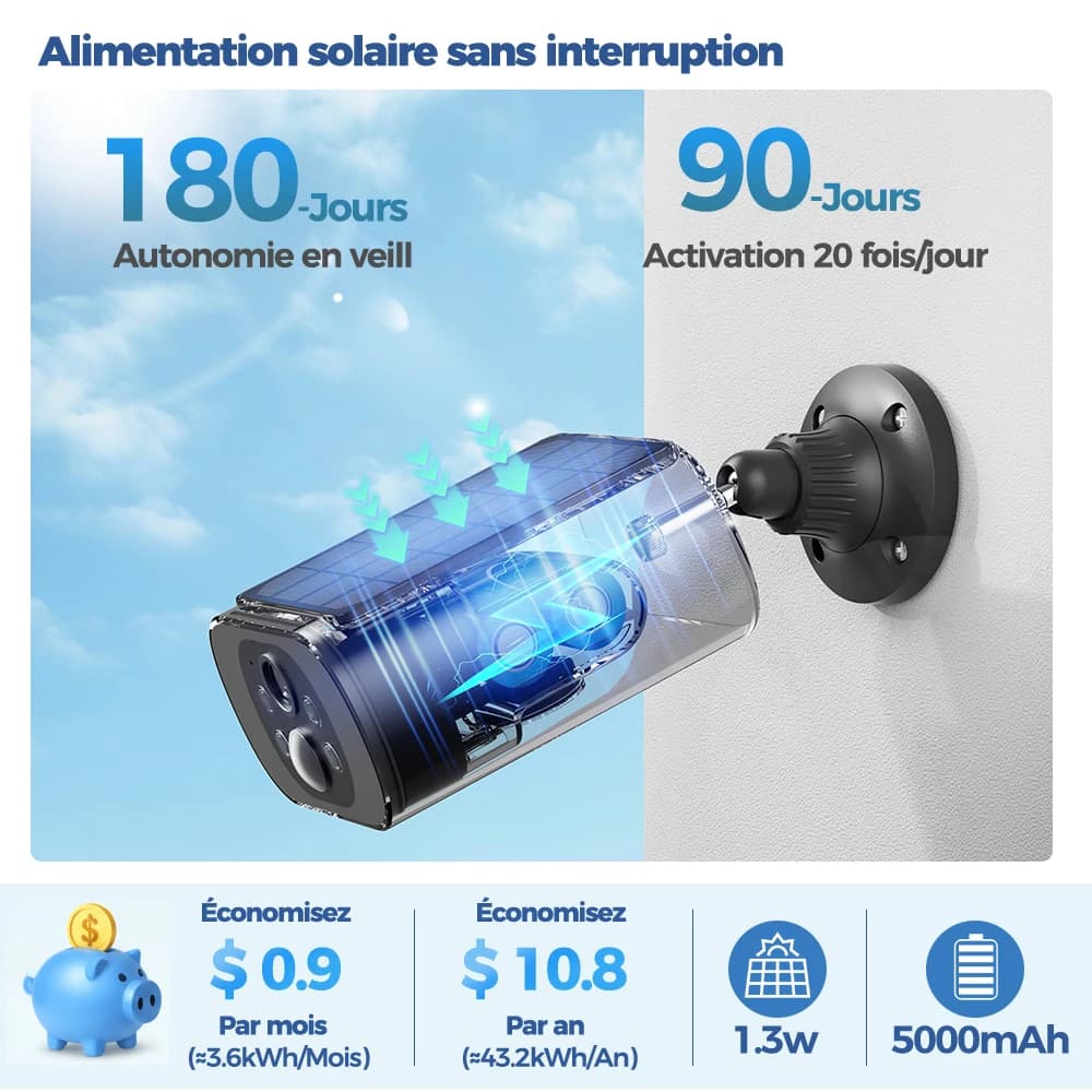 Caméra de Surveillance Extérieure Solaire ALEVIO