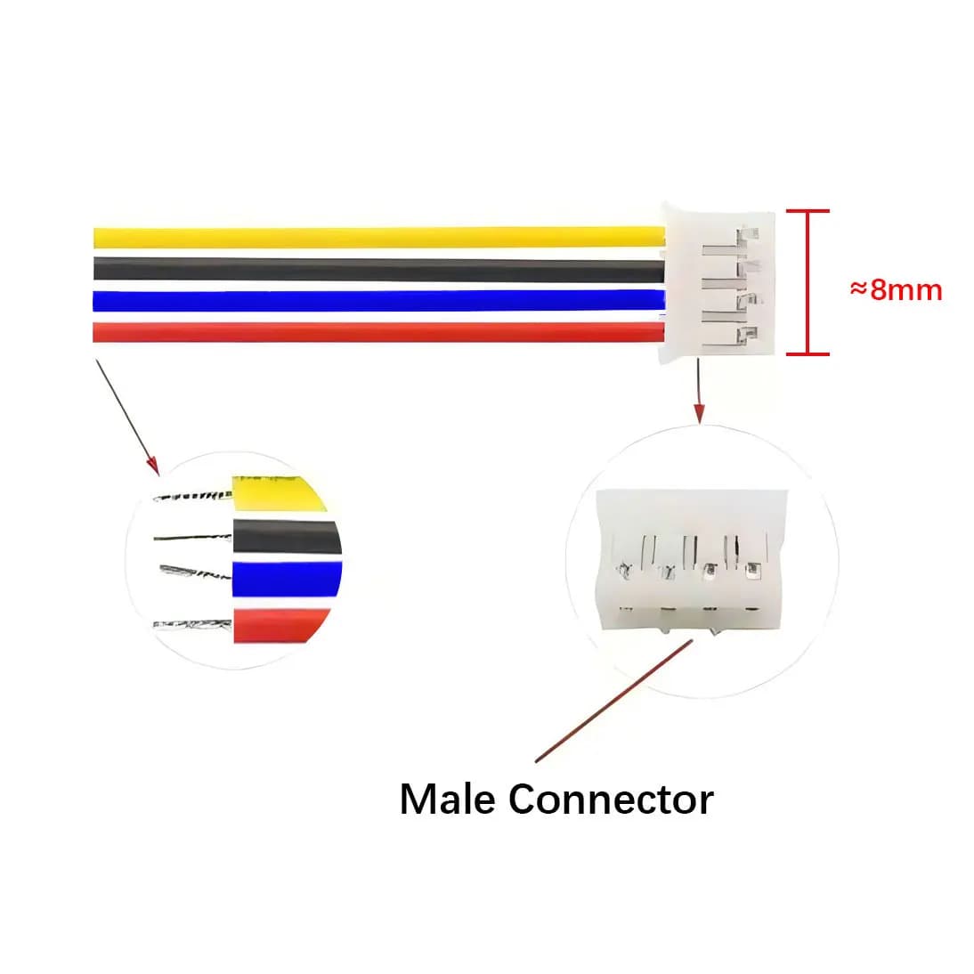 ANJIELO Câble de système d'interphone vidéo à 4 fils avec terminal à 4 broches Connecteur mâle 10M 20M 30M