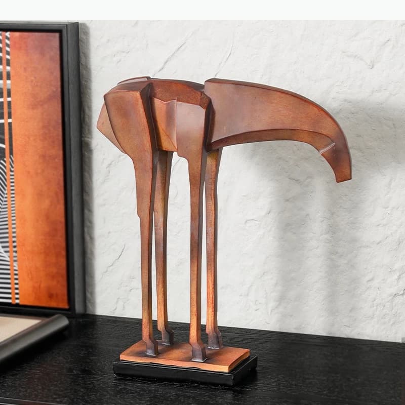 Sculpture de cheval géométrique abstraite, œuvre d'art créative, ornements, cheval en imitation bois, décoration de bureau, accessoires de décoration intérieure