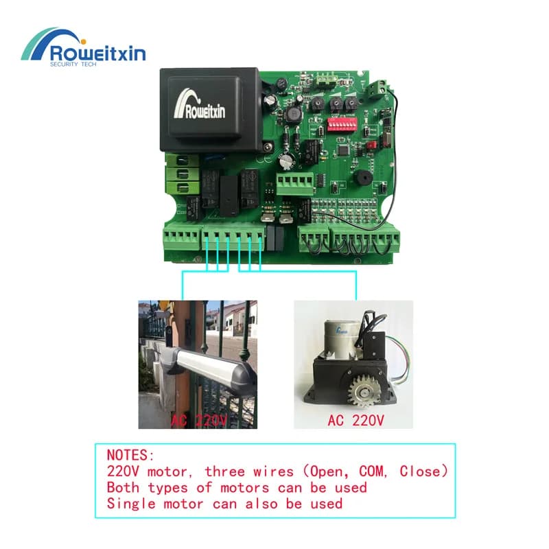 PCB de porte battante/couleur 220v AC 433 Mhz modèle NC pour double moteur