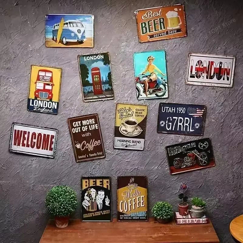 Panneau en aluminium avec design à carreaux vintage pour garage