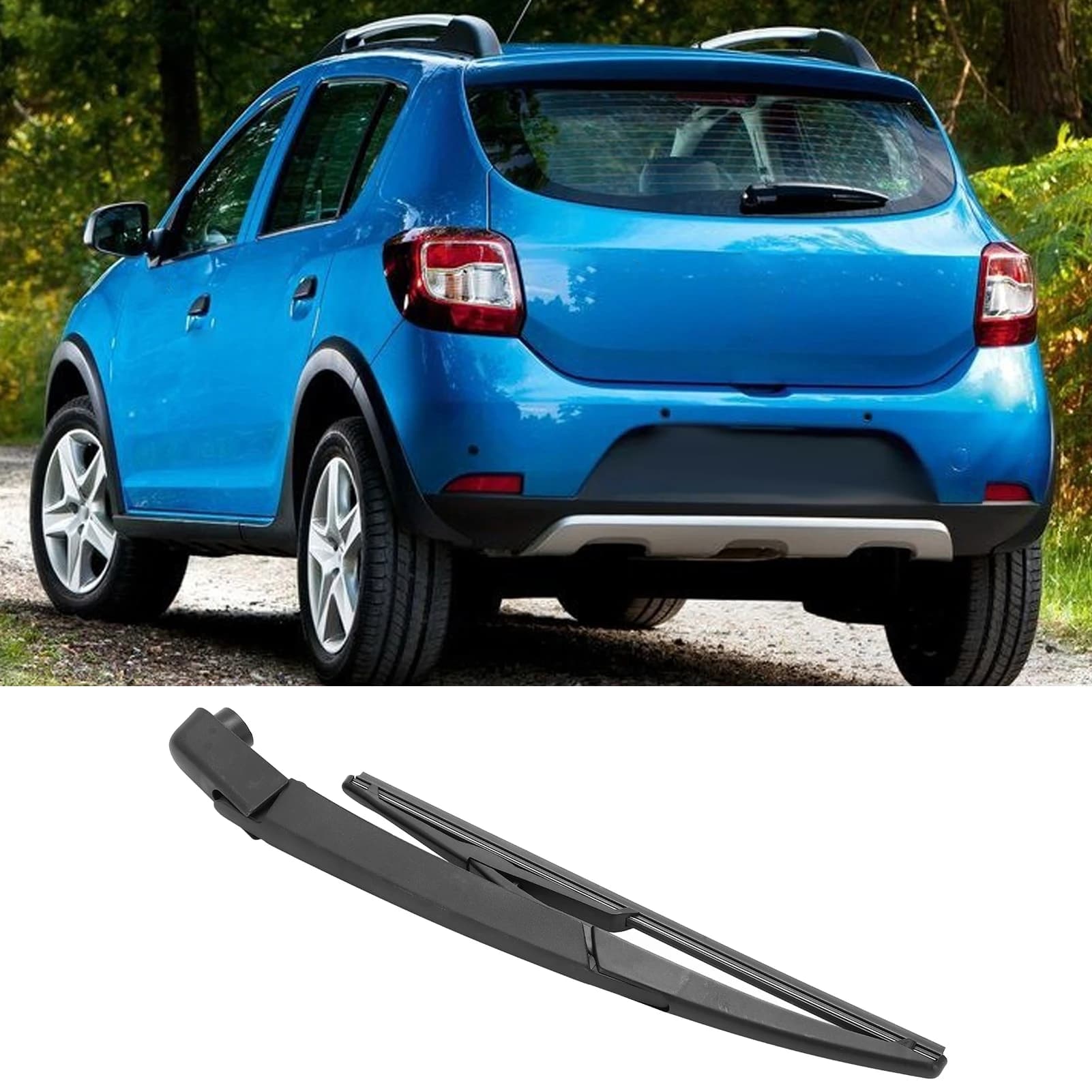 Jeu de lames de bras d'essuie-glace arrière de voiture, 287815304R, noir pour DACIA SANDERO 2005, 2006, 2007, 2008, 2009, 2010, 2011, 2012, 2013-2015