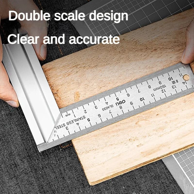 DELI – règle d'angle à 90 degrés en acier inoxydable, règle en forme de L, outil de mesure Double face, outils droits en métal pour le travail du bois