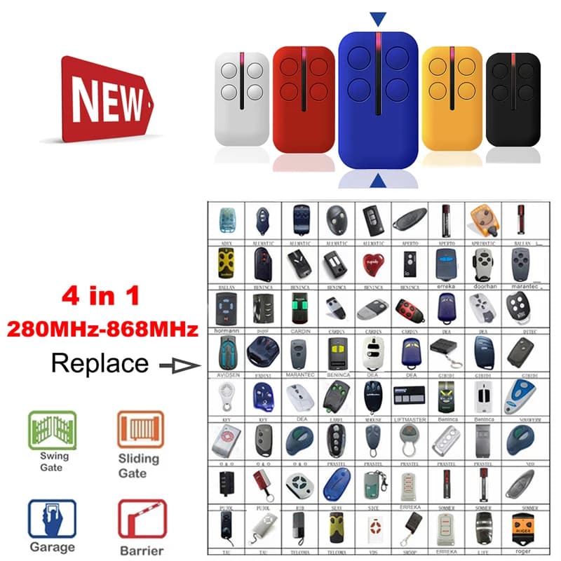 Ouvre-porte de Garage télécommandé multifréquence électrique 280-868MHz 4 en 1 émetteur manuel