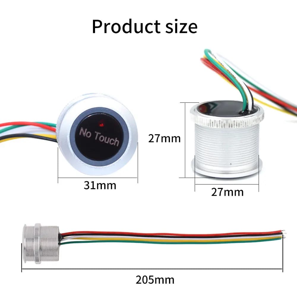 Bouton poussoir de sortie de porte, ouvre-porte, NO COM NC, lumière LED, système de contrôle d'accès étanche, interrupteur de sortie sans contact
