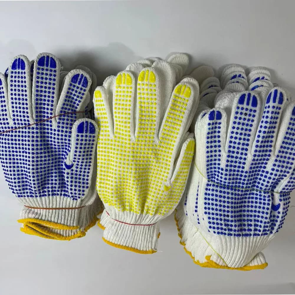 5 paires de gants de travail avec grip antidérapant, protection en coton avec points en PVC, pour peintre, mécanicien, construction industrielle