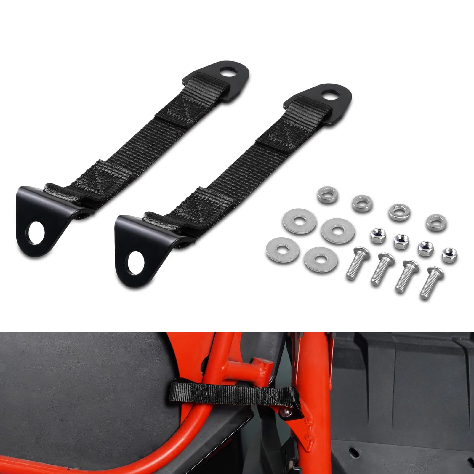 NICECNC UTV 2PCS courroies limiteur de contrôle de porte battant POLYESTER et acier 45 pour CAN AM MAVERICK X3 2017-2022 sécurisez vos portes