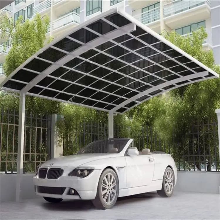 Carport en aluminium en porte-à-faux personnalisé 5x3m avec toit en polycarbonate - Abri de stationnement imperméable et résistant aux UV