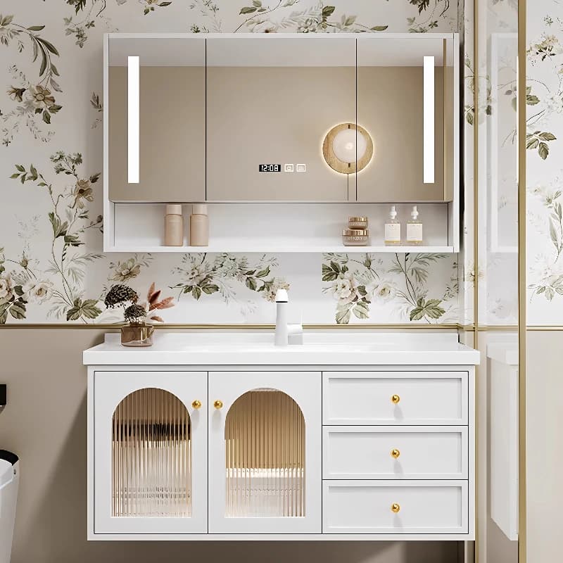 Vanités tiroir salle de bain armoire intégré verre rangement miroir salle de bain armoire moderne organisateur Armario Banheiro meubles