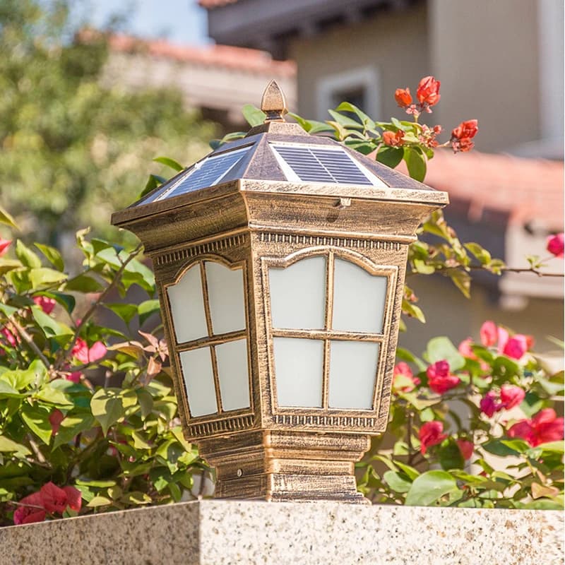 Lampe solaire de poteau, éclairage de jardin étanche, style européen, pour villa, cour, café, lampe murale extérieure pour poteau de porte