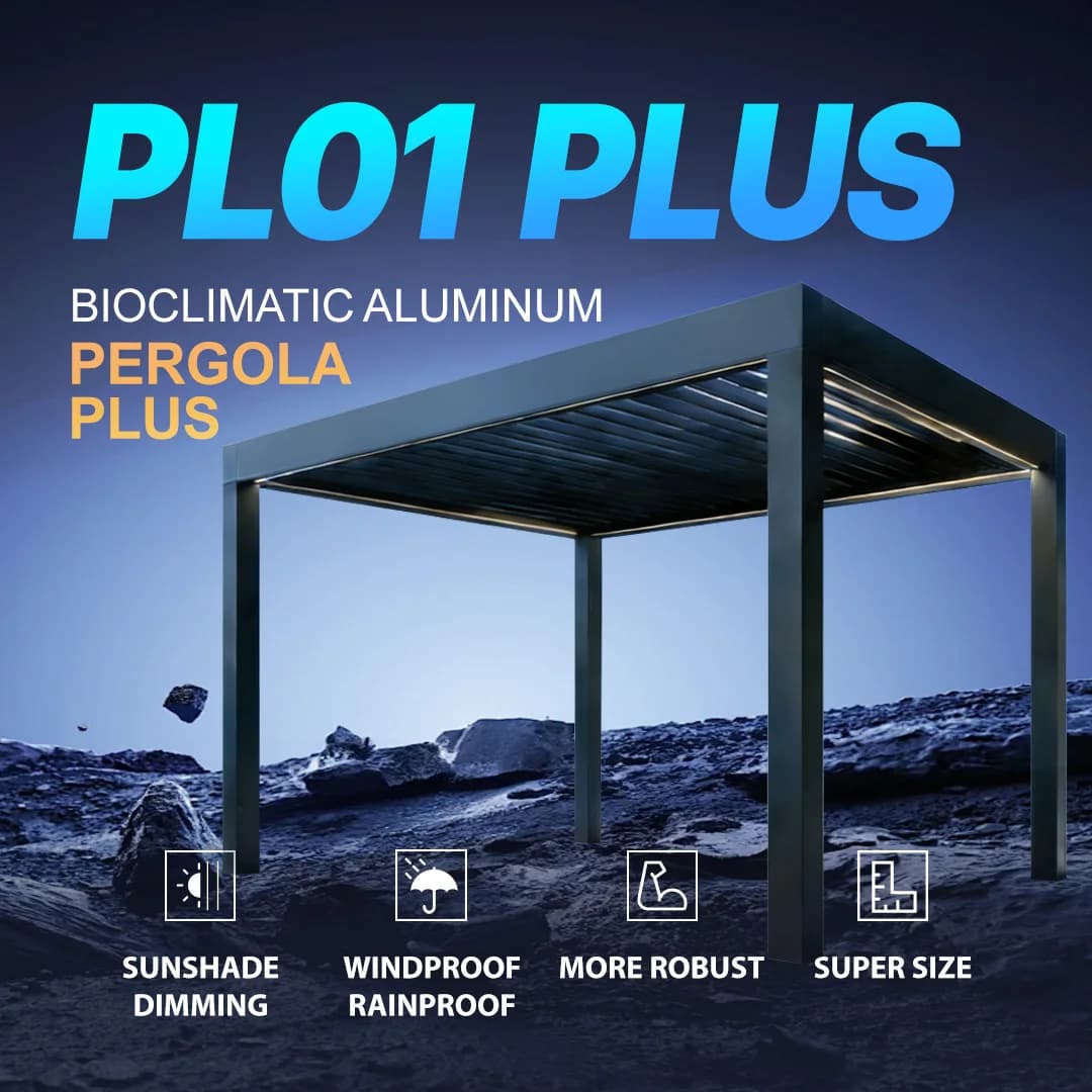 Pergola en aluminium avec kit de lames orientables électriques