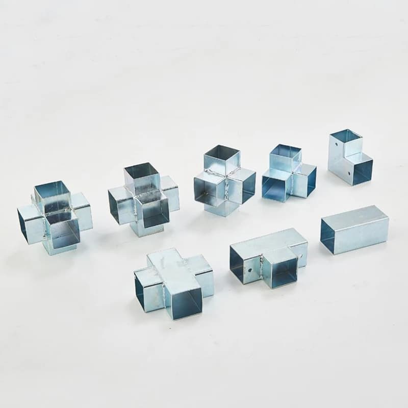 4 pièces 40MM 50MM tube carré 90 degrés angle droit deux voies trois