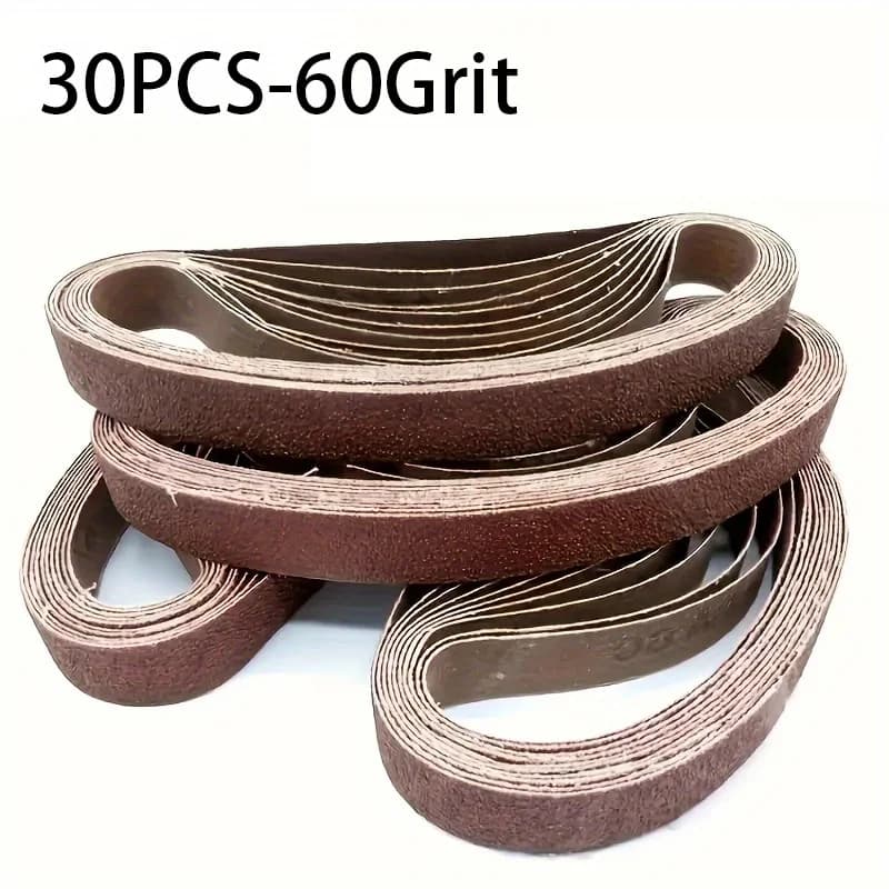 30 bandes abrasives 20x520mm - carbone de silicium et oxyde d'aluminium, adaptées aux machines à poncer, divers grains de sable 60-800Grit