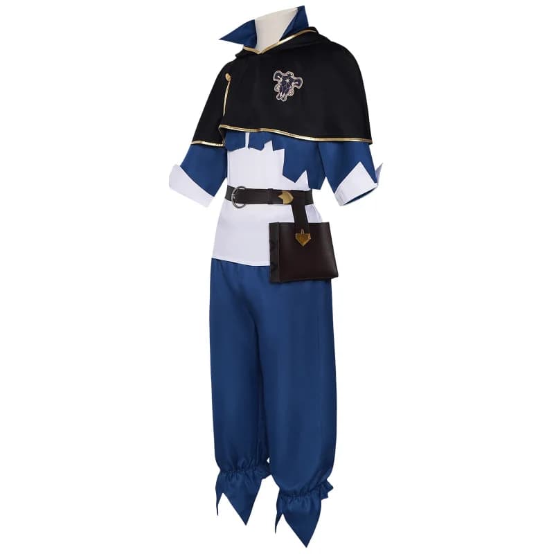 Costume de Cosplay Anime Asta, cape noire, haut bleu, ensemble pantalon, trèfle à quatre feuilles, tenue de jeu de rôle pour hommes, fête de carnaval d'halloween