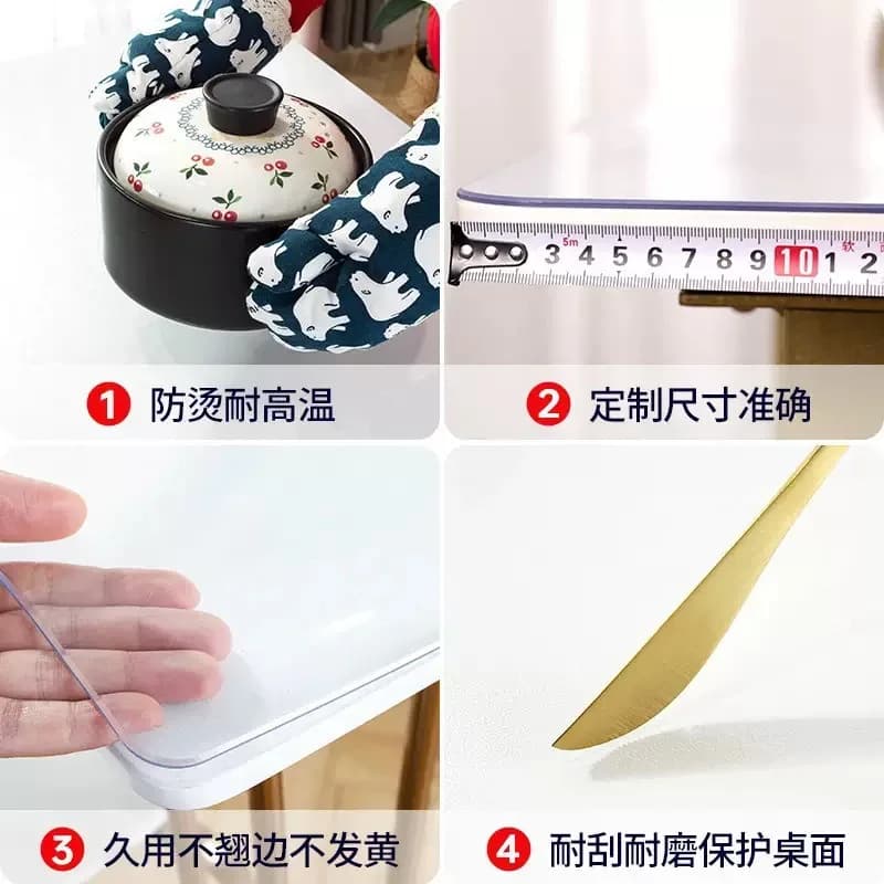 Couverture de Table en PVC, tapis de Table en plastique transparent, imperméable, résistant à l'huile, résistant à la chaleur, facile à nettoyer, protecteur de Surface antidérapant pour toutes les tab