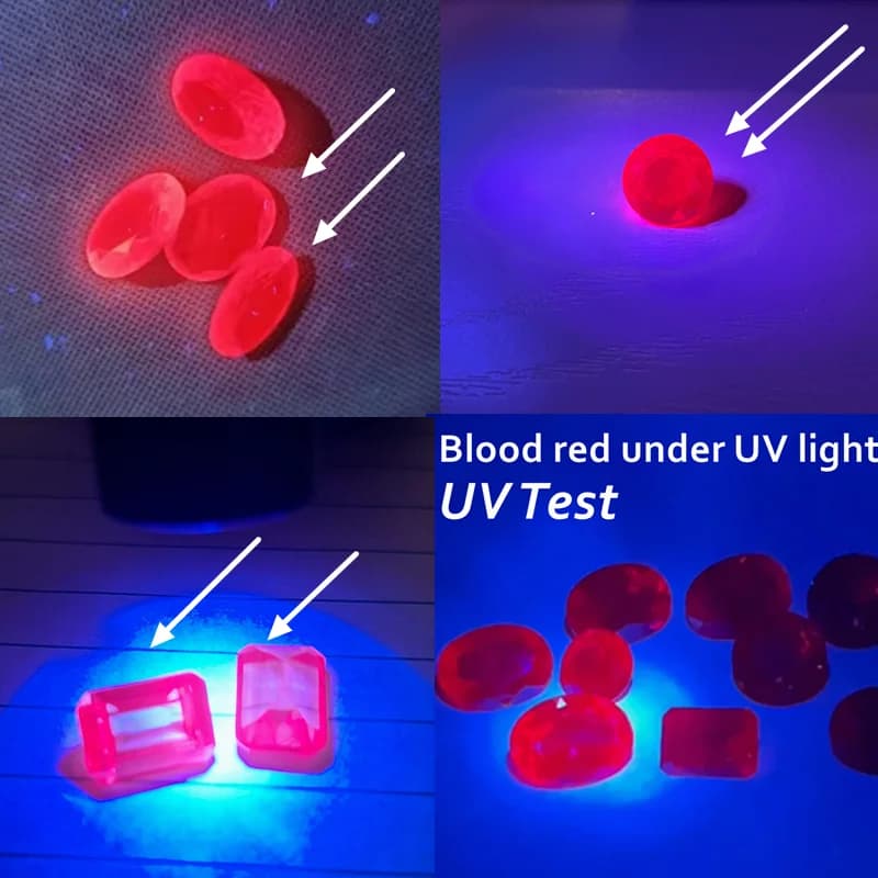 Rubis marquise en boîte, brillant sous lumière UV, 10×20mm, dureté Mohs, pierres précieuses pour la fabrication de bijoux, la collection ou les cadeaux