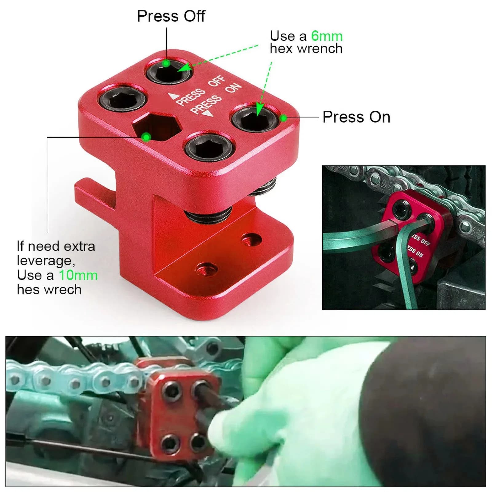 Outil de pressage de chaîne de moto, pour chaînes de la série 50 520 525 530, pour KTM, YAMAHA, BMW, SUZUKI, DUCATI, HONDA, KAWASAKI