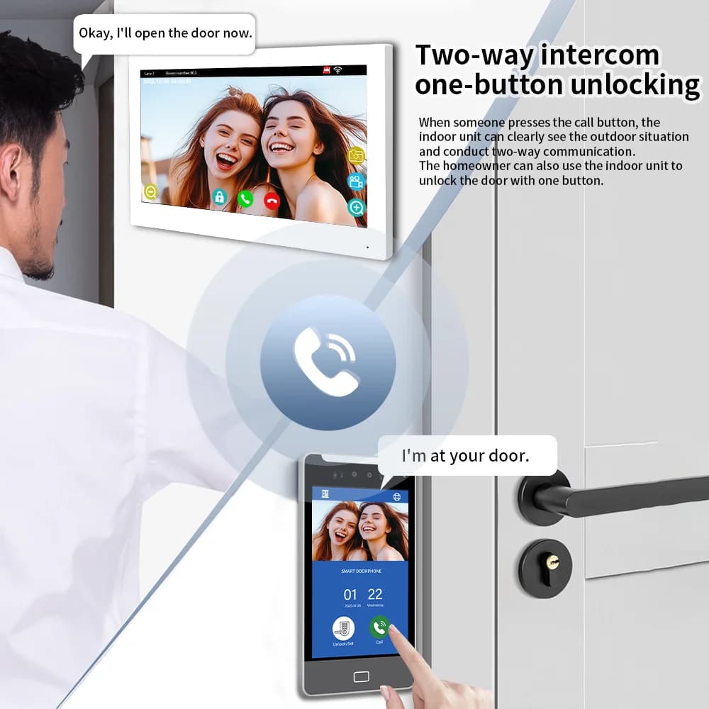 ANJIELO TUYA Interphone Vidéo Intelligent 5-en-1 avec Déverrouillage par Reconnaissance Faciale IA pour Villas