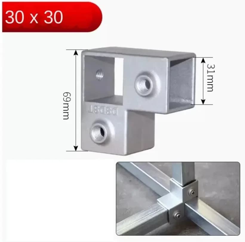 Pièce de connexion de Tube carré OD 30x30mm