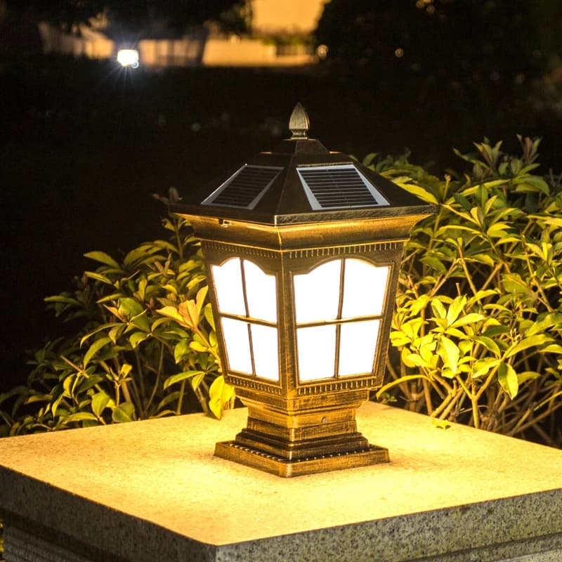 Lampe solaire de poteau, éclairage de jardin étanche, style européen, pour villa, cour, café, lampe murale extérieure pour poteau de porte