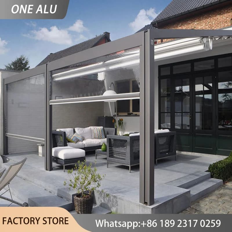 Pergola motorisée, auvent rétractable
