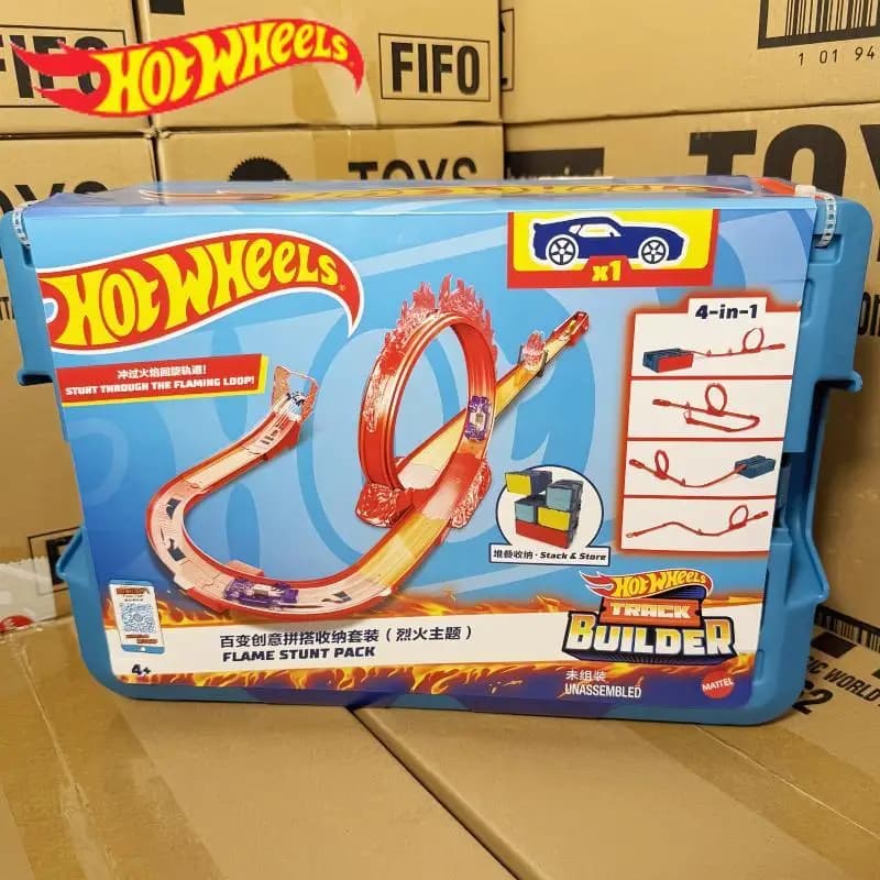 Ensemble de voies Hot Wheels, lanceur de voiture en alliage, Kit de défi de cascade, jouets pour garçons, modèle FWM85, cadeaux de vacances, en Stock