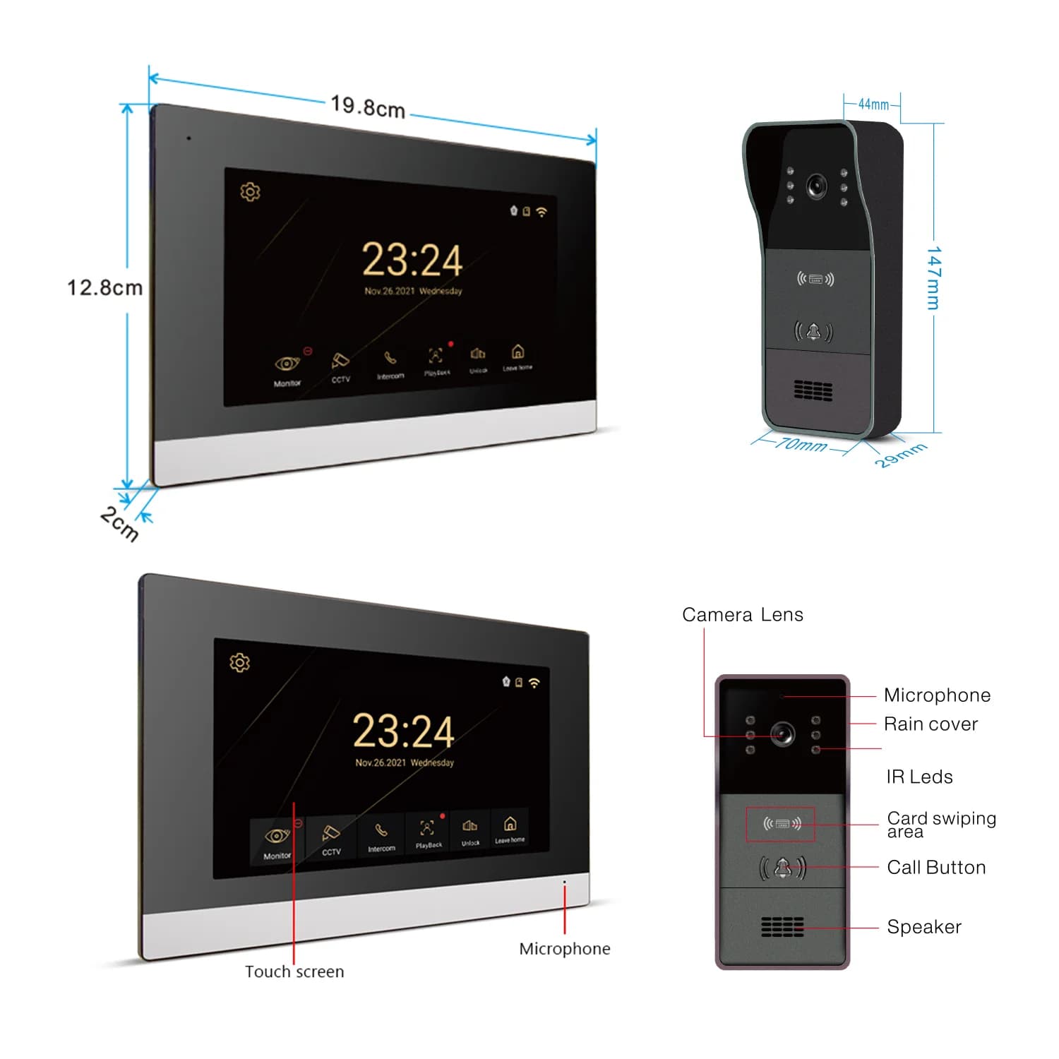 Système d'interphone vidéo 1080P Tuya WiFi