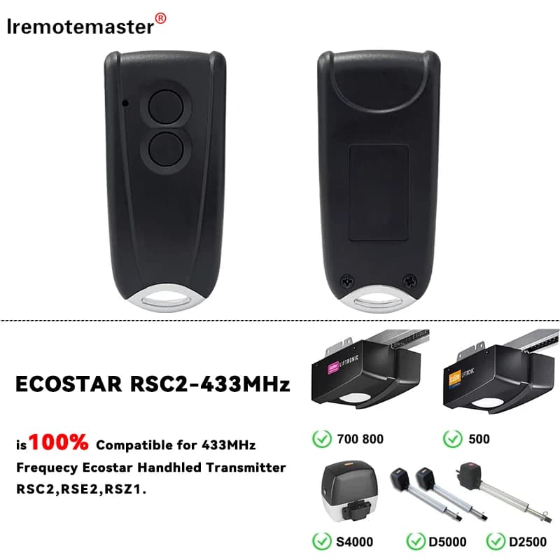Ecostar RSC2-433 Télécommande de porte de garage compatible avec l'émetteur de code roulant