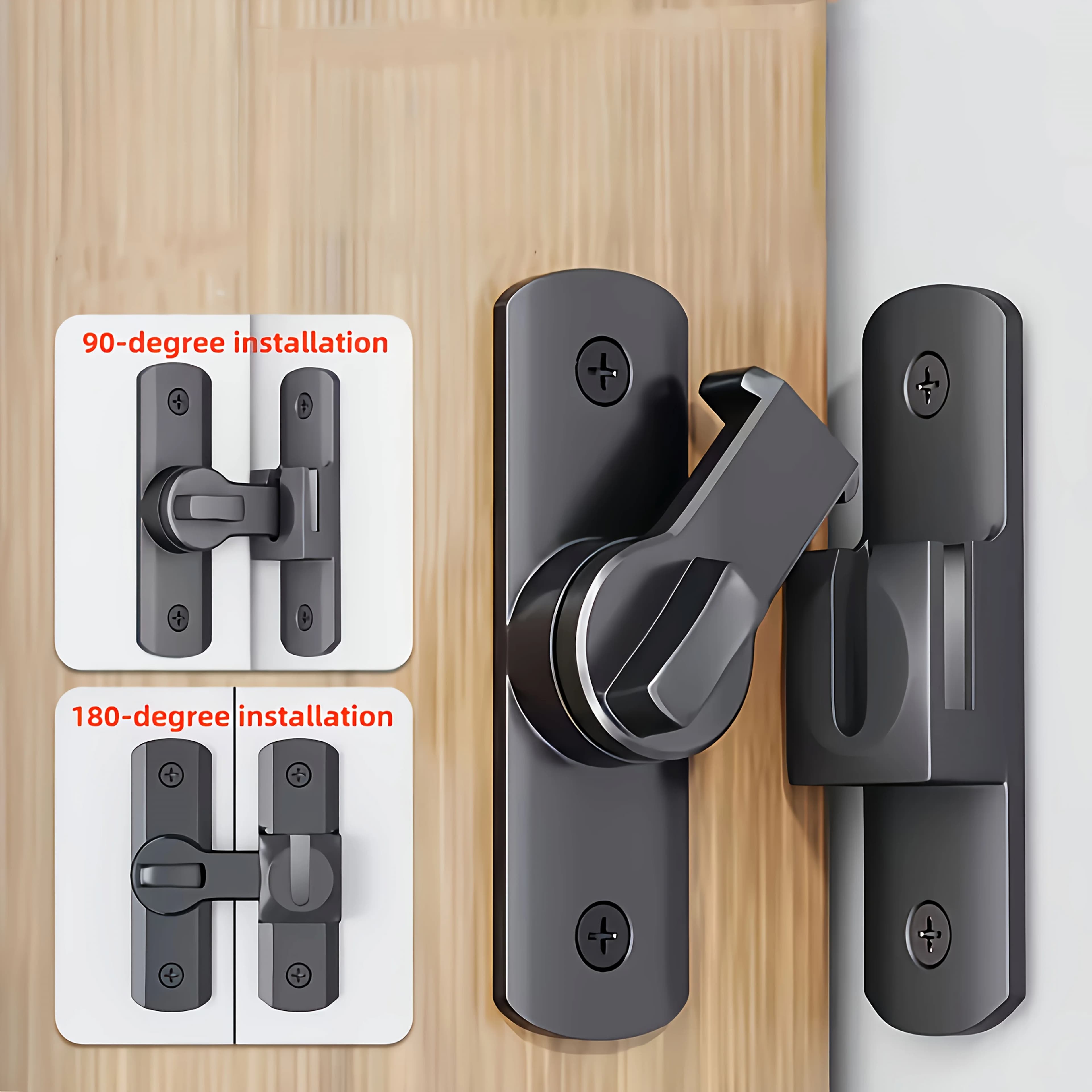 Serrure de porte antivol - 90 ° /180 ° Goupille coulissante réglable