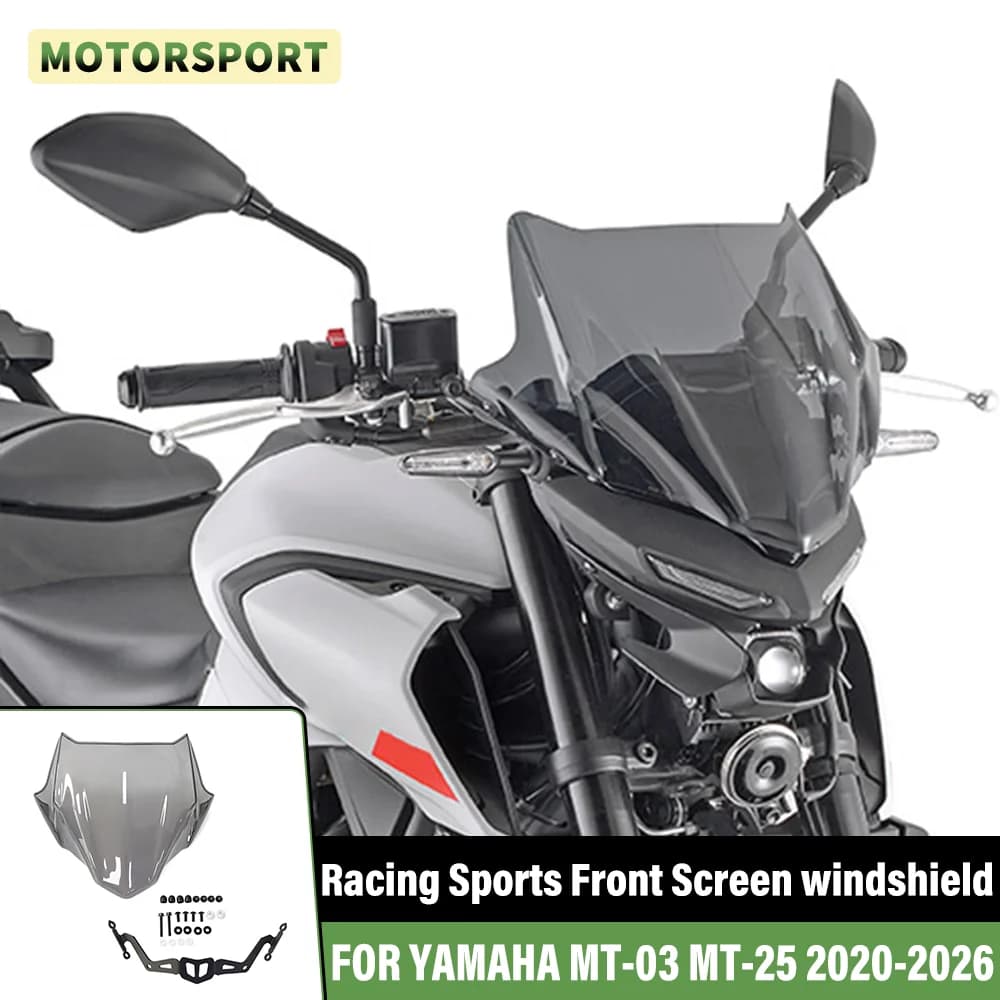 Pare-brise de course sportif pour moto Yamaha MT-03 MT-25 MT03 MT25 2020-2026 2025 2024 2023
