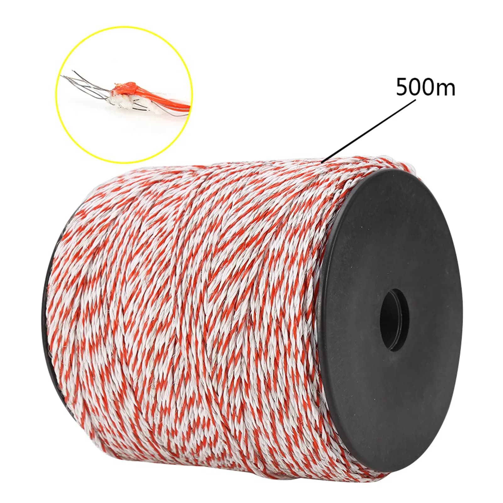 Corde de clôture électrique 500M, fil de clôture électrique blanc et rouge pour bétail, corde conductrice en acier inoxydable, fil de clôture en rouleau