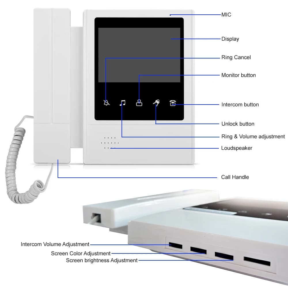Système d'interphone vidéo LCD pour support à domicile