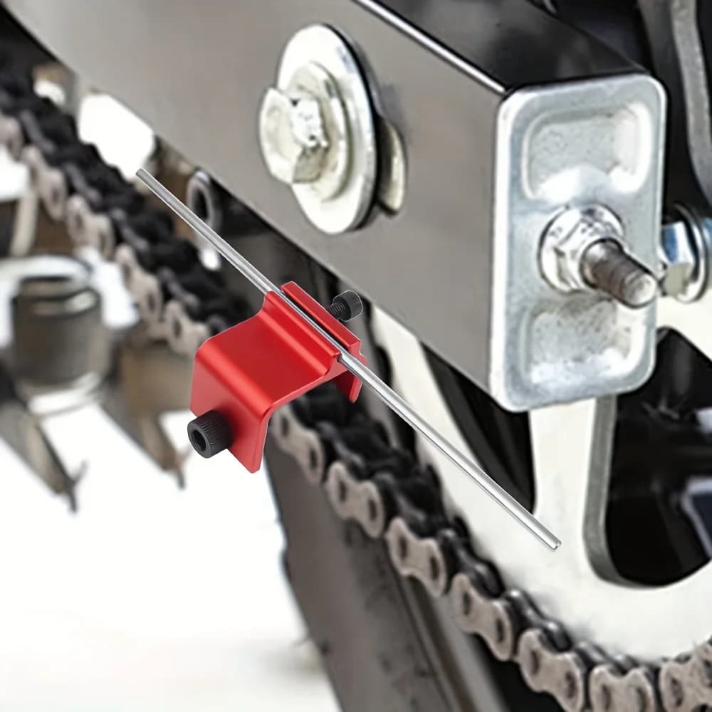 Outil d'alignement de chaîne de moto - Réglage rapide et précis du pignon, adapté à la plupart des modèles