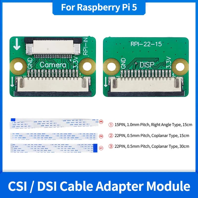 Convertisseur CSI DSI pour Raspberry Pi 5 affichage DSI Interface de caméra CSI Module adaptateur de câble 22 broches à 15 broches pour RPI 5 Pi5