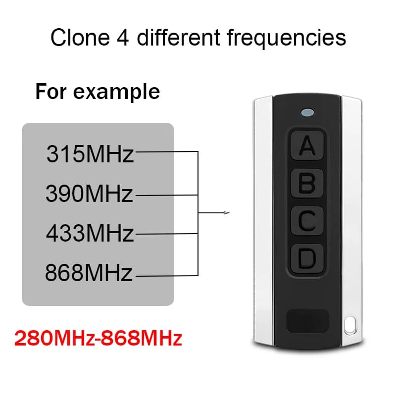 Ouvre-porte de Garage télécommandé multifréquence électrique 280-868MHz 4 en 1 émetteur manuel