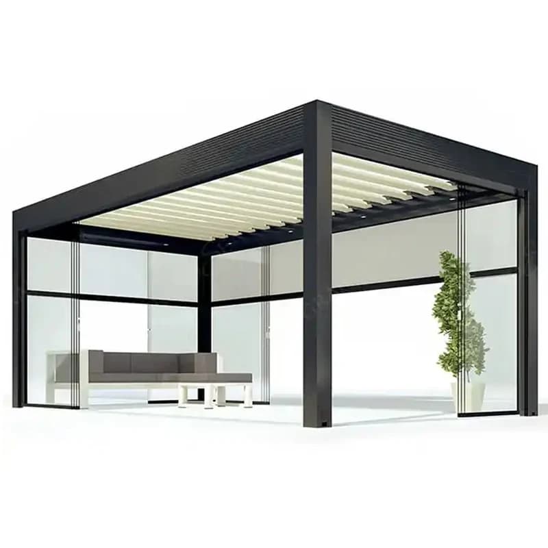 Pergola bioclimatique motorisée à persiennes en aluminium