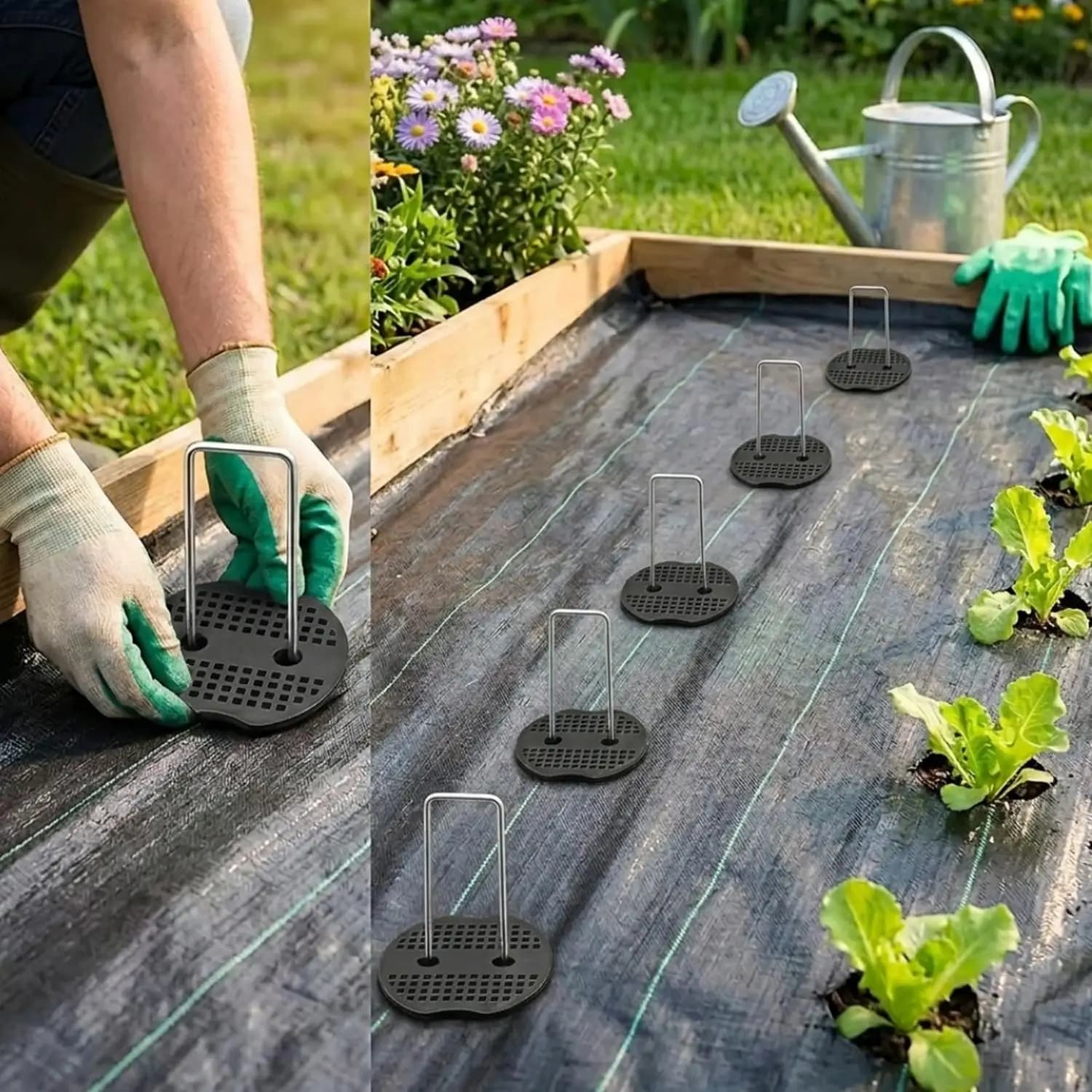 Piquets de jardin en acier galvanisé en forme de U avec joints d'étanchéité