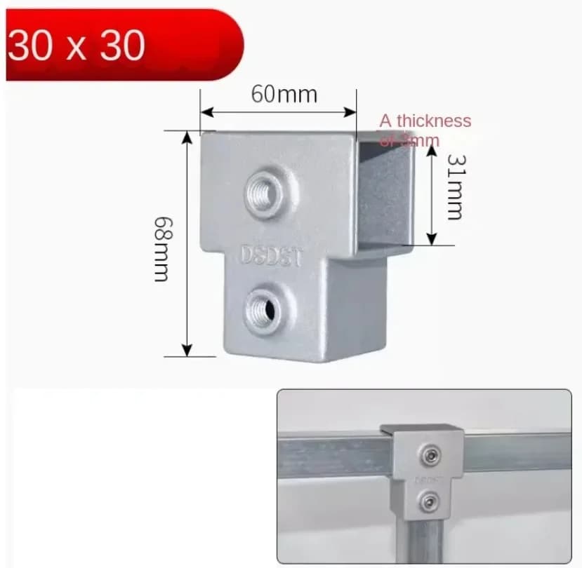 Pièce de connexion de Tube carré OD 30x30mm