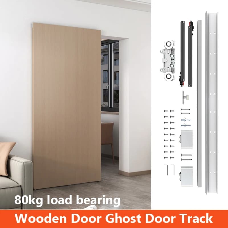 Kit de quincaillerie pour porte coulissante dissimulée 34 pouces (86 cm) – Rail de glissière pour portes coulissantes