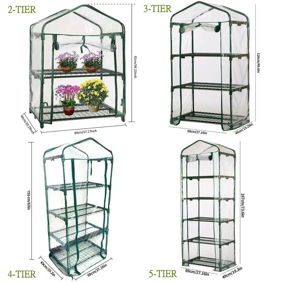 Mini-serre de jardin en PVC à cinq niveaux, abri de culture extérieur avec couverture en PVC, serre de jardin en plastique à cinq étages