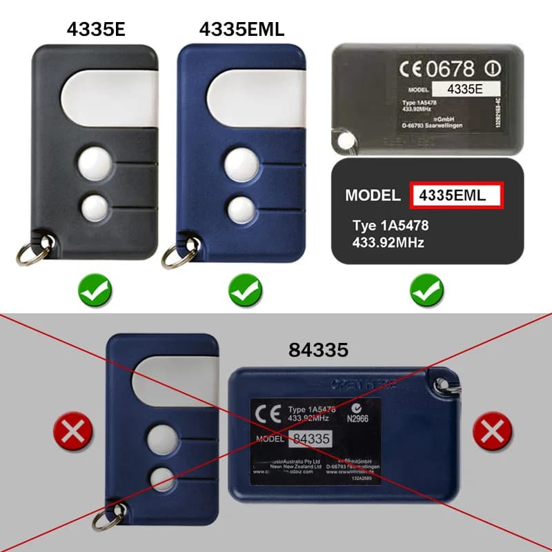 Télécommande pour ouvre-porte de garage et portail électrique LiftMaster CHAMBERLAIN 4330E 4333E 4335E 4330EML 4333EML 4335EML (433,92 MHz)