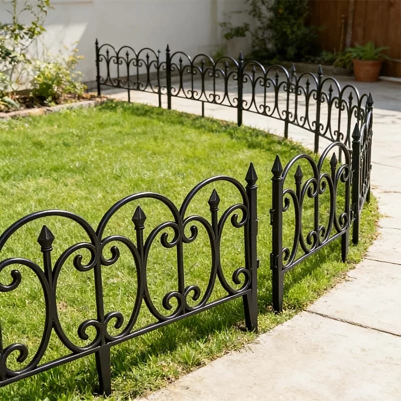 4/8/1 Pièces Panneaux de clôture de jardin extérieur en PP, Bordure décorative rustique pour pelouse, barrière pour parterres de fleurs, patio, cour, allée, installation facile