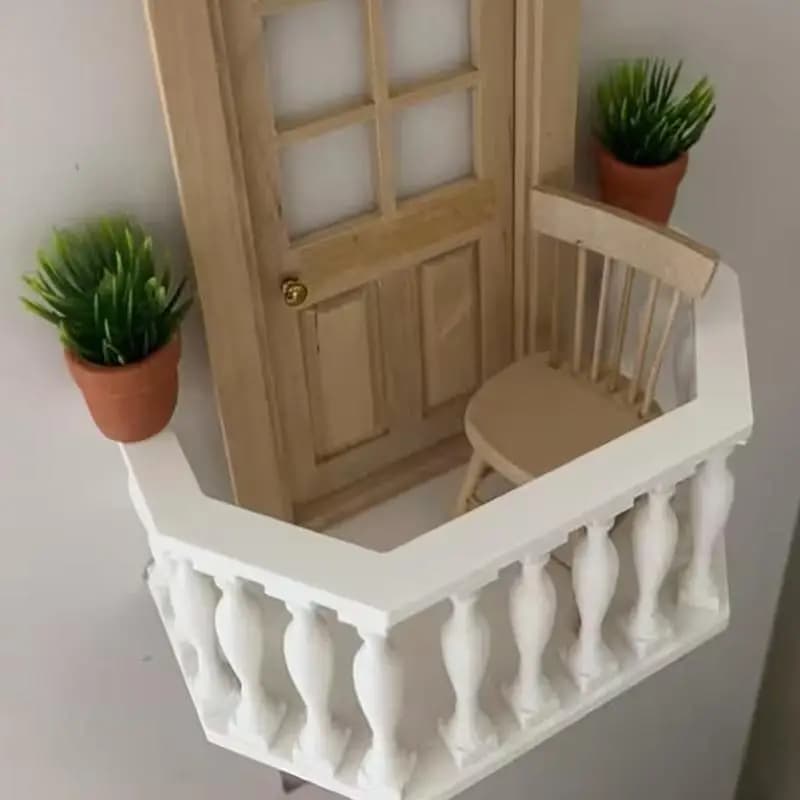 Balcon miniature pour maison de poupée avec balustrade, balcon européen adapté aux collectionneurs, scènes miniatures, accessoires de maison de poupée DIY